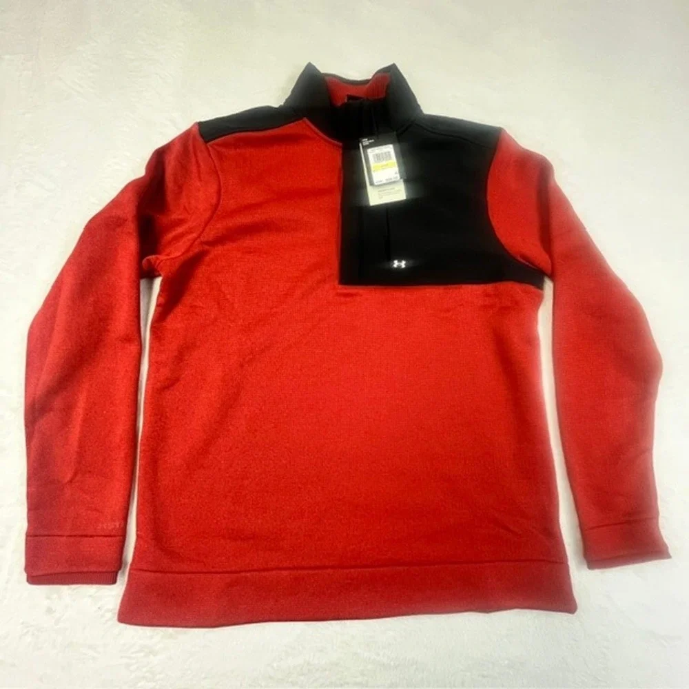 Under‎ Armour Storm SweaterFleece Mens Golf 1/4 Zip Pullover Red Black NWT